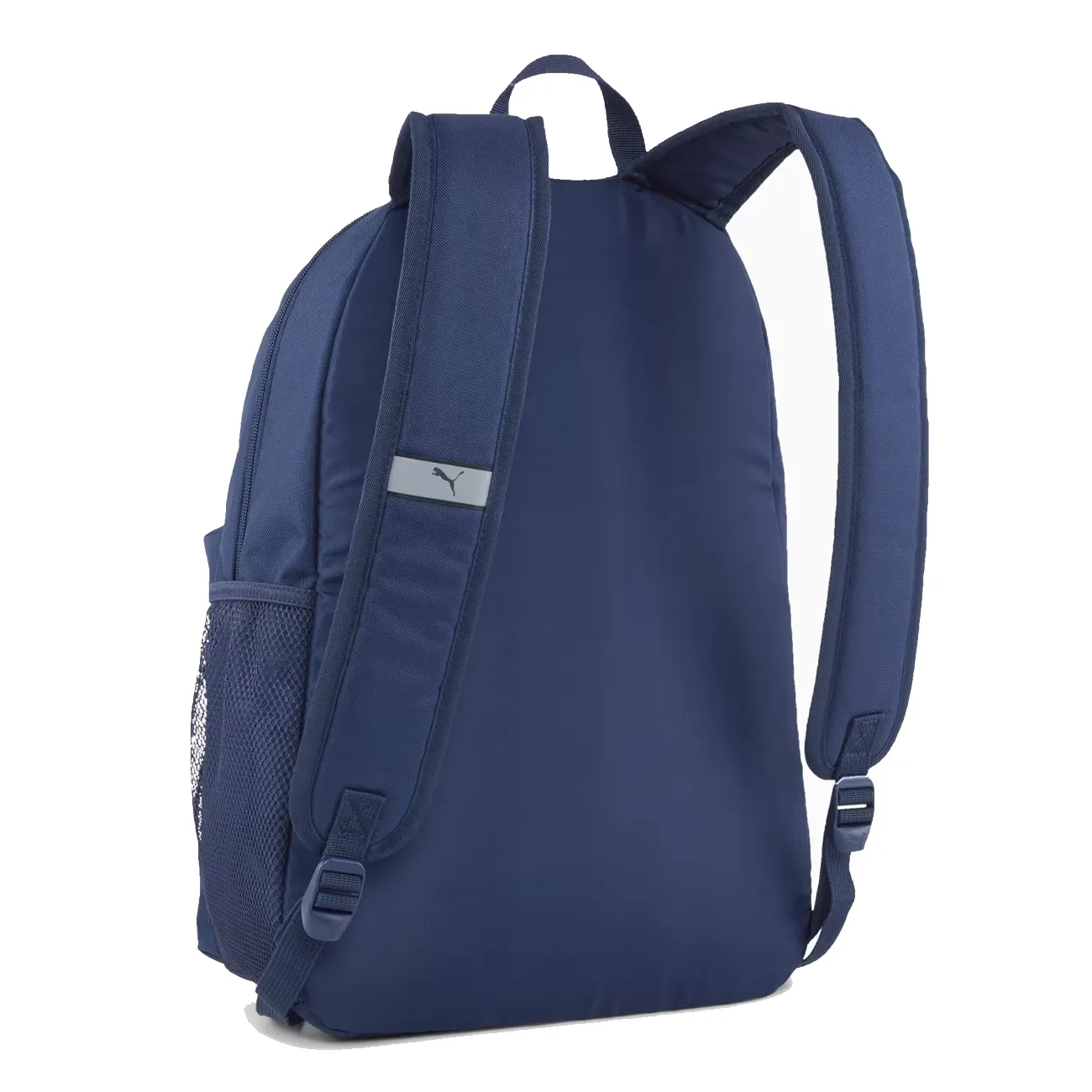 Mochila Puma azul marinho vista traseira com alças acolchoadas
